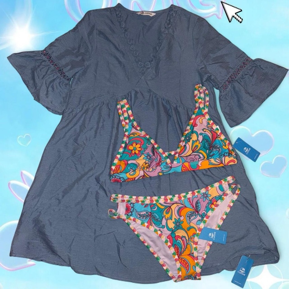 BNWT cupshe bikini & mini coverup dress bundle, MIXED SIZES, PLEASE READ